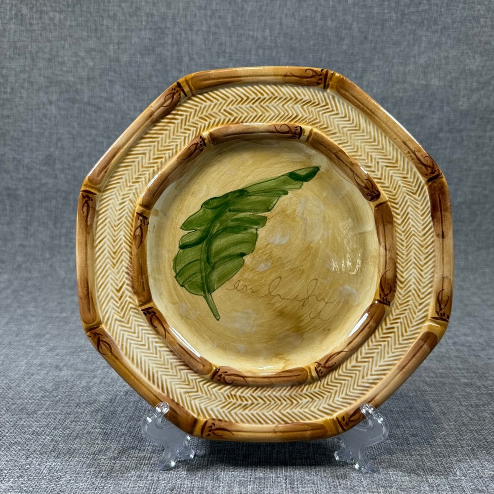 VTG Ambiance Royal Palm Salad Plate Nanette Vacher 9" Tropical Bamboo Coastal
